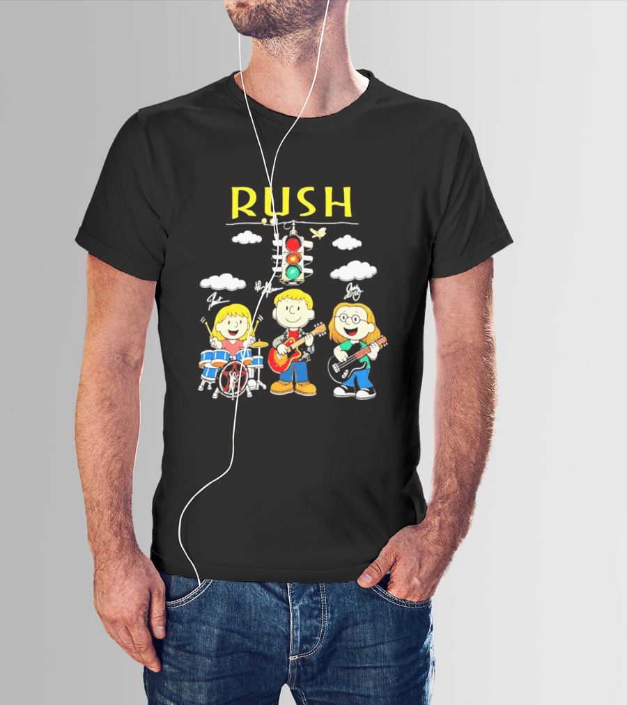 Rush Band Peanuts Parody Neil Peart Cartoon Traffic Light T-Shirt