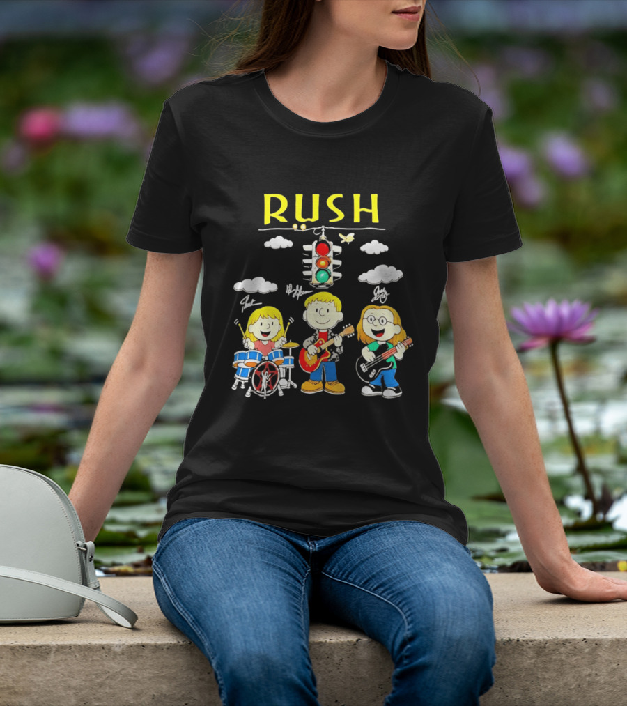 Rush Band Peanuts Parody Neil Peart Cartoon Traffic Light T-Shirt