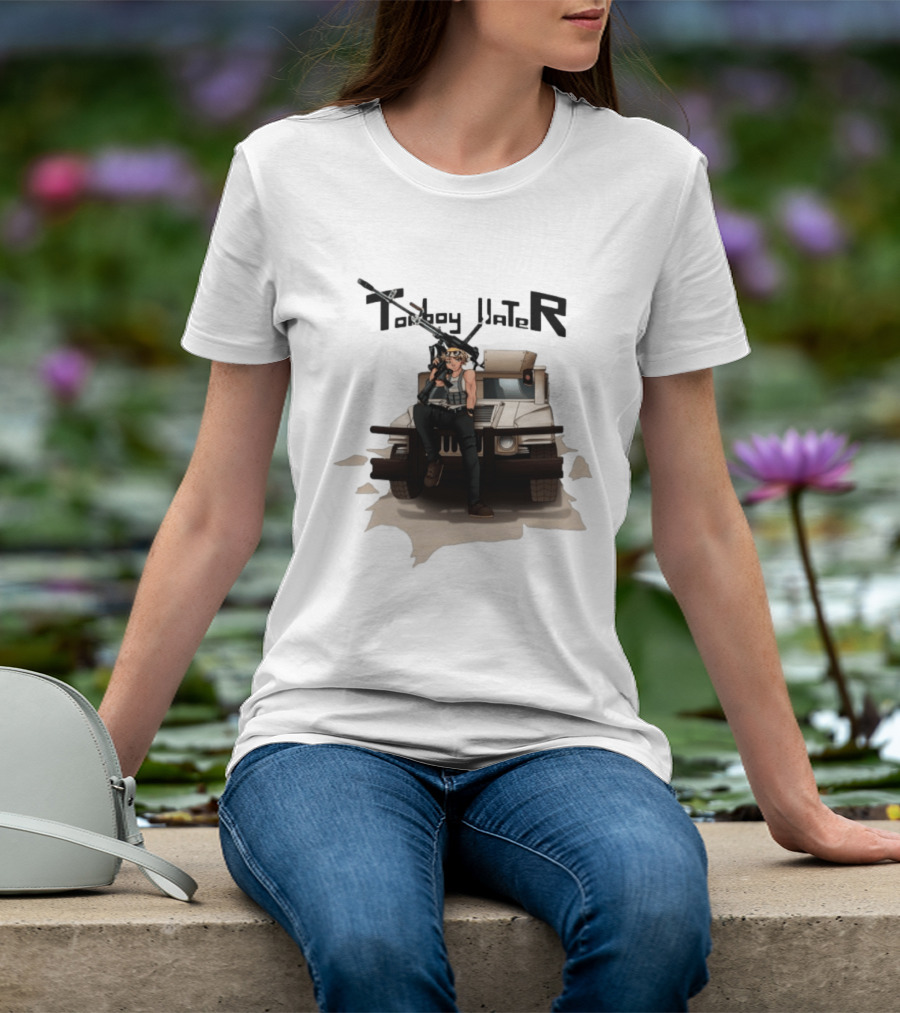 Tomboy Hater Anime Character With Gun And Armored Vehicle T-Shirt