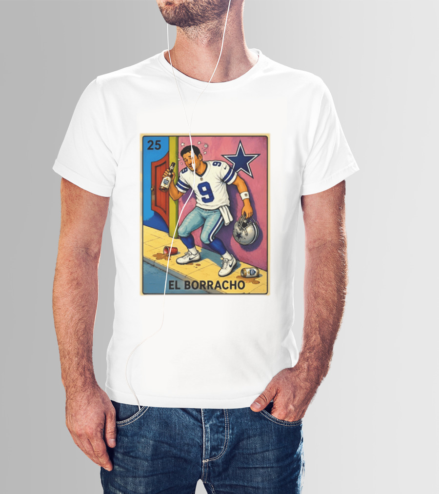 Tony Romo Dallas Cowboys El Borracho Loteria Card 25 T-Shirt