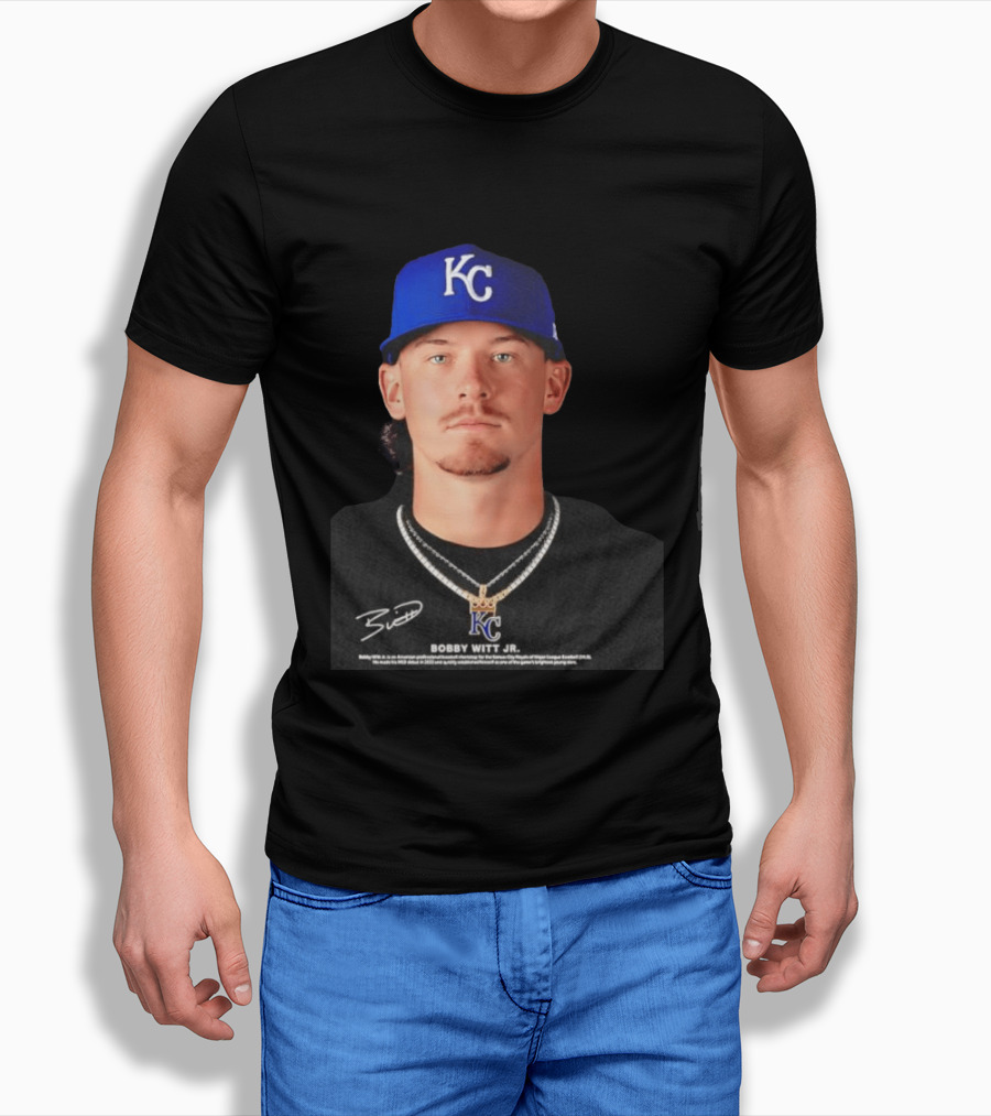 Bobby Witt Jr Kansas City Royals MLB Player Portrait Featuring KC Cap And Signature T-Shirt