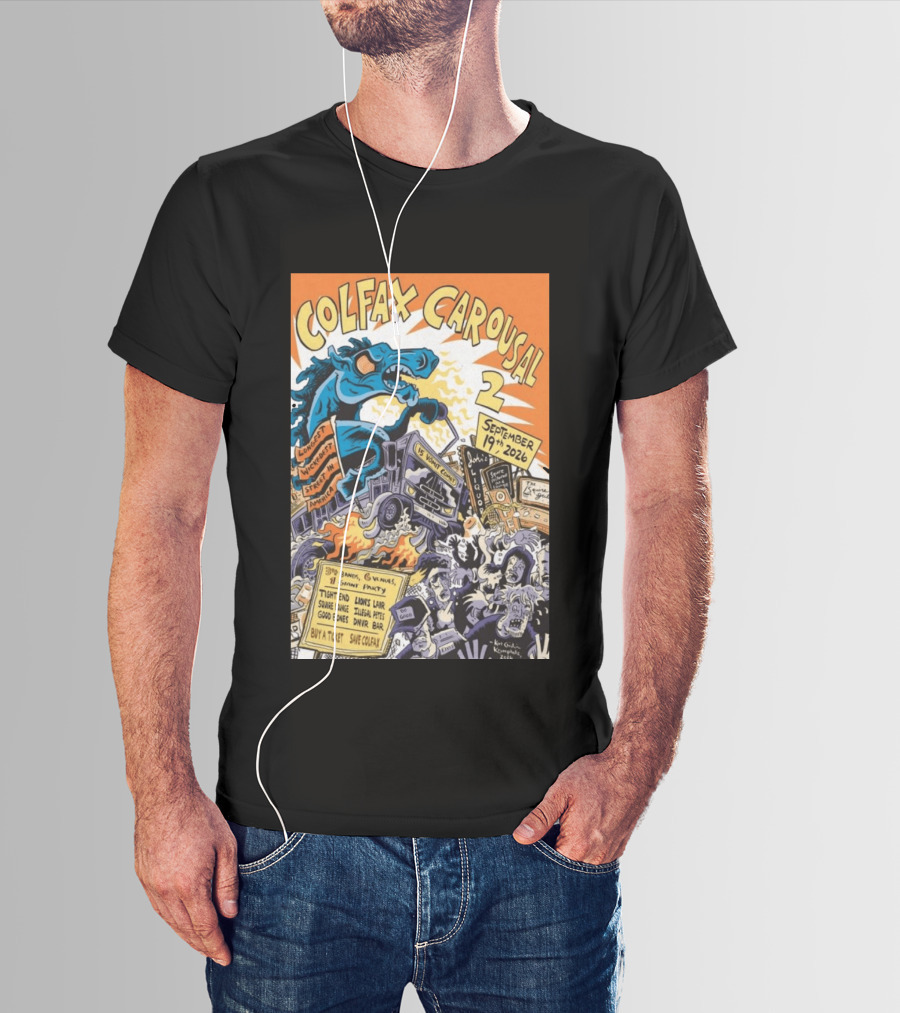 Colfax Carousal 2 Longest Wickedest Street September 19th 2026 Bands Venues Gory Party Denver CO T-Shirt