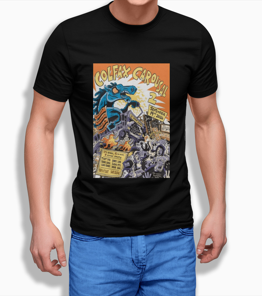 Colfax Carousal 2 Longest Wickedest Street September 19th 2026 Bands Venues Gory Party Denver CO T-Shirt