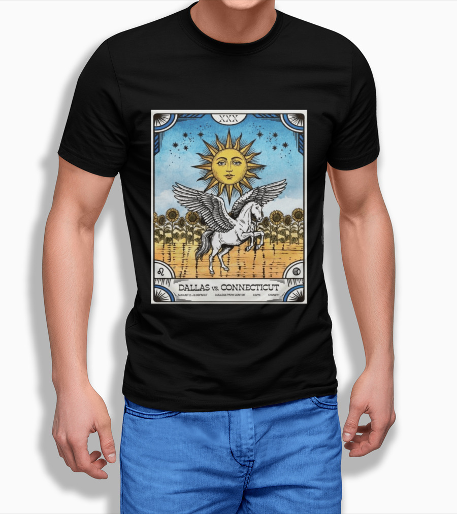 Dallas Vs Connecticut August 2 6pm CT College Park Center ESPN Disney Sunflower Pegasus Sun T-Shirt