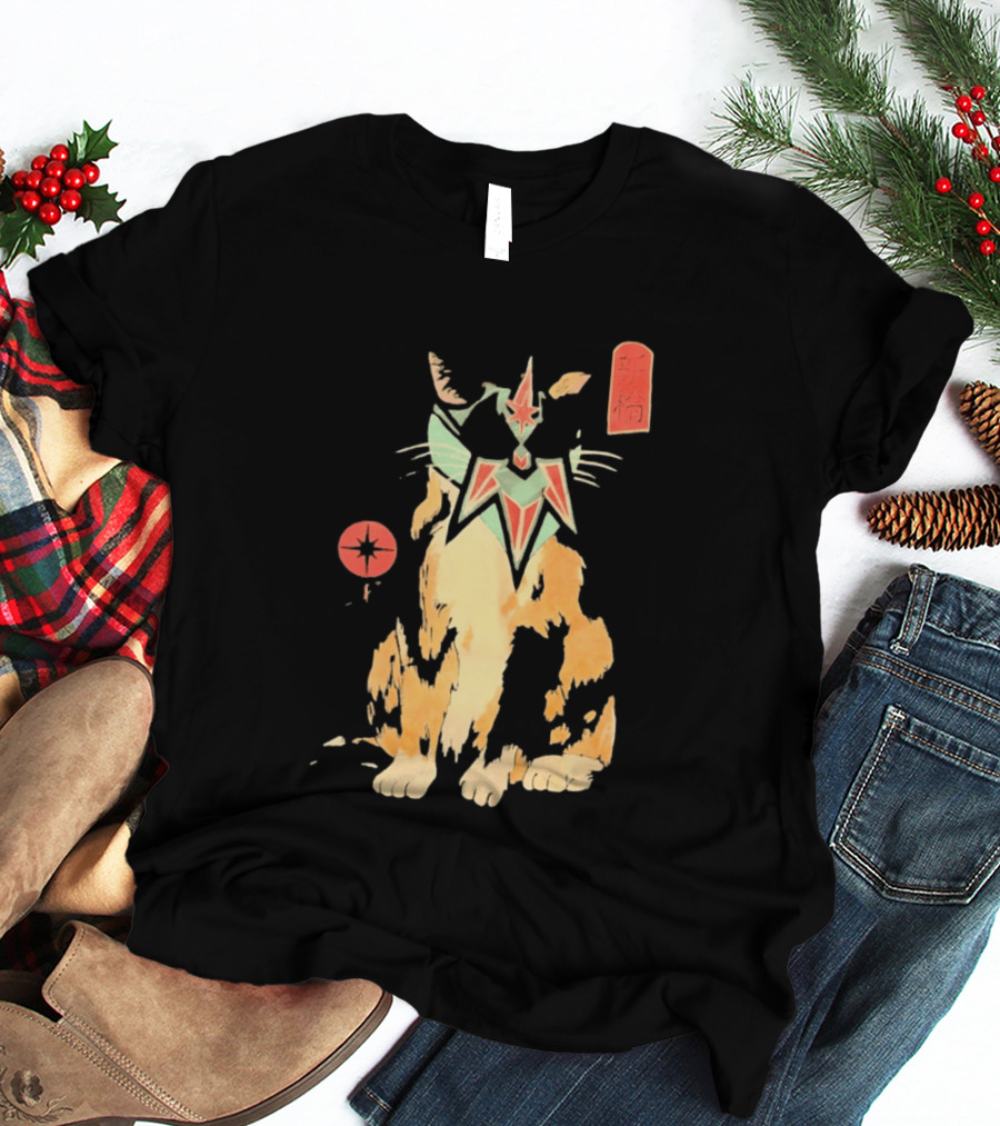 Shimbashi Masked Calico Cat Eastern Symbol And Star T-Shirt