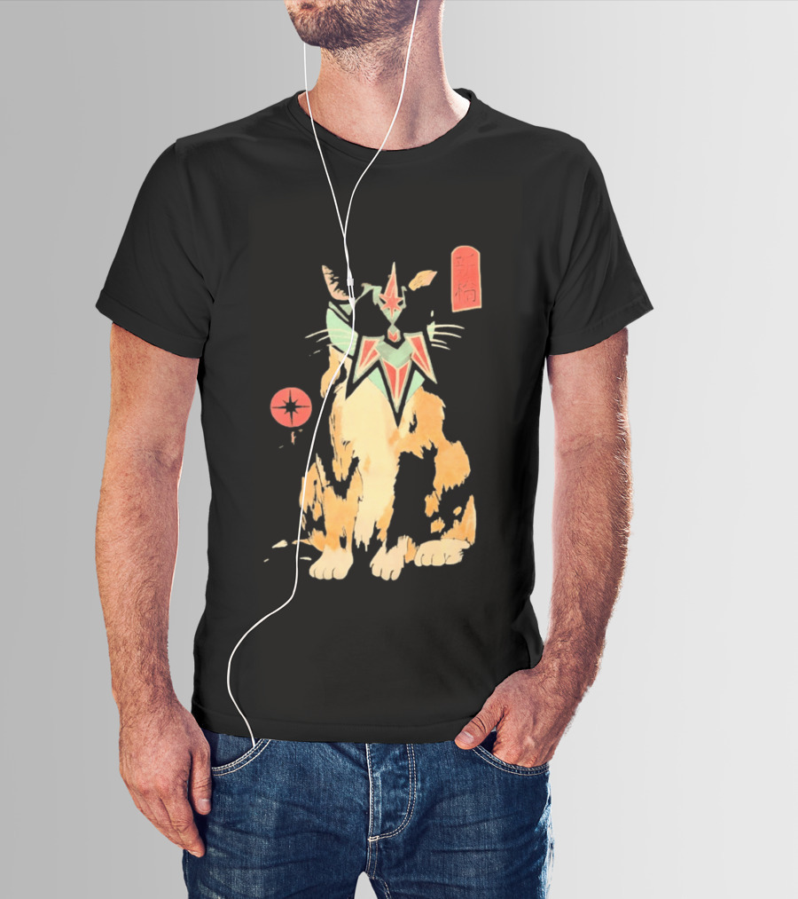 Shimbashi Masked Calico Cat Eastern Symbol And Star T-Shirt