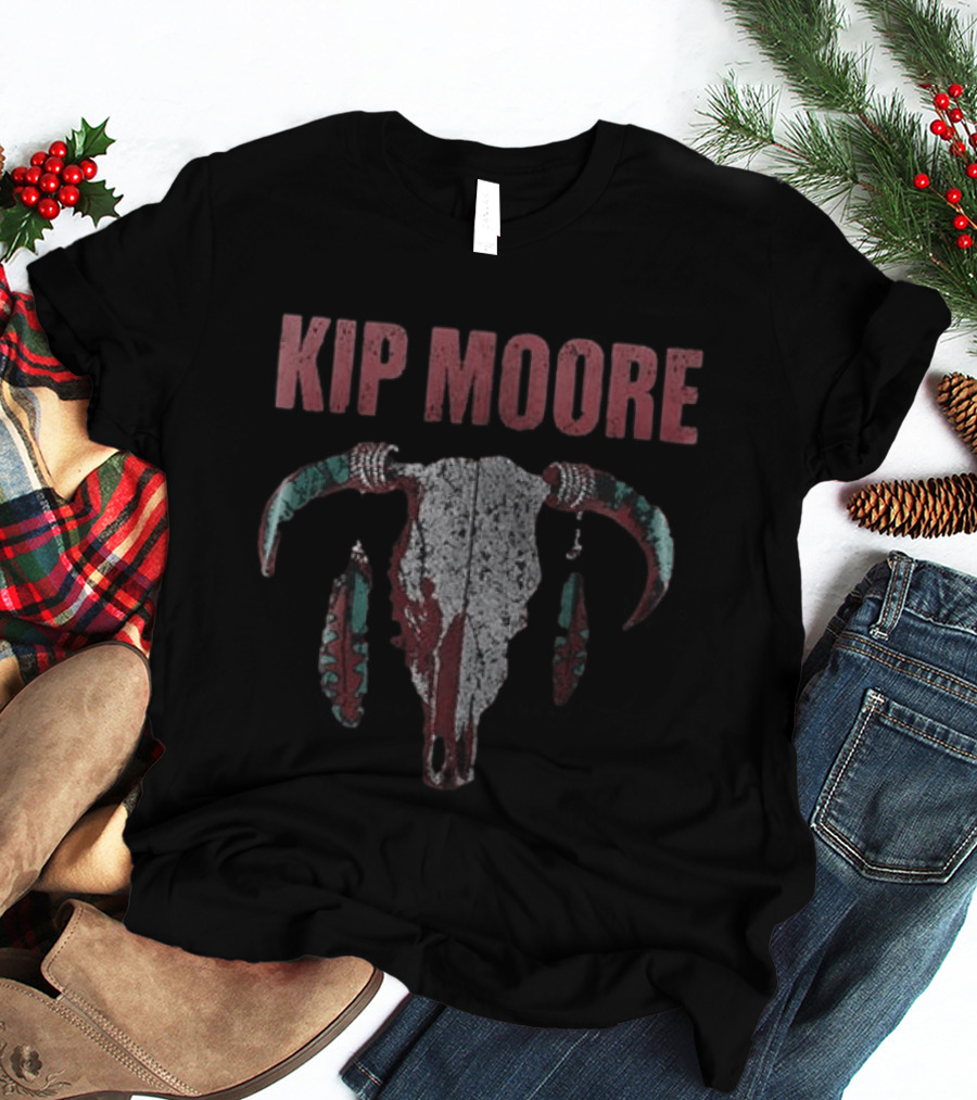 Kip Moore Rustic Bull Skull Tour Merch T-Shirt