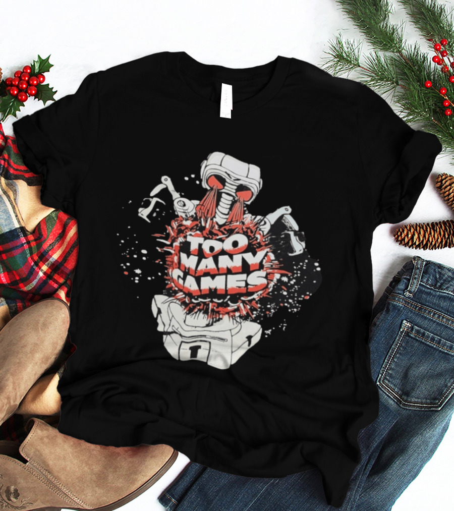 Too Many Games Robot Explosion Gamer T-Shirt