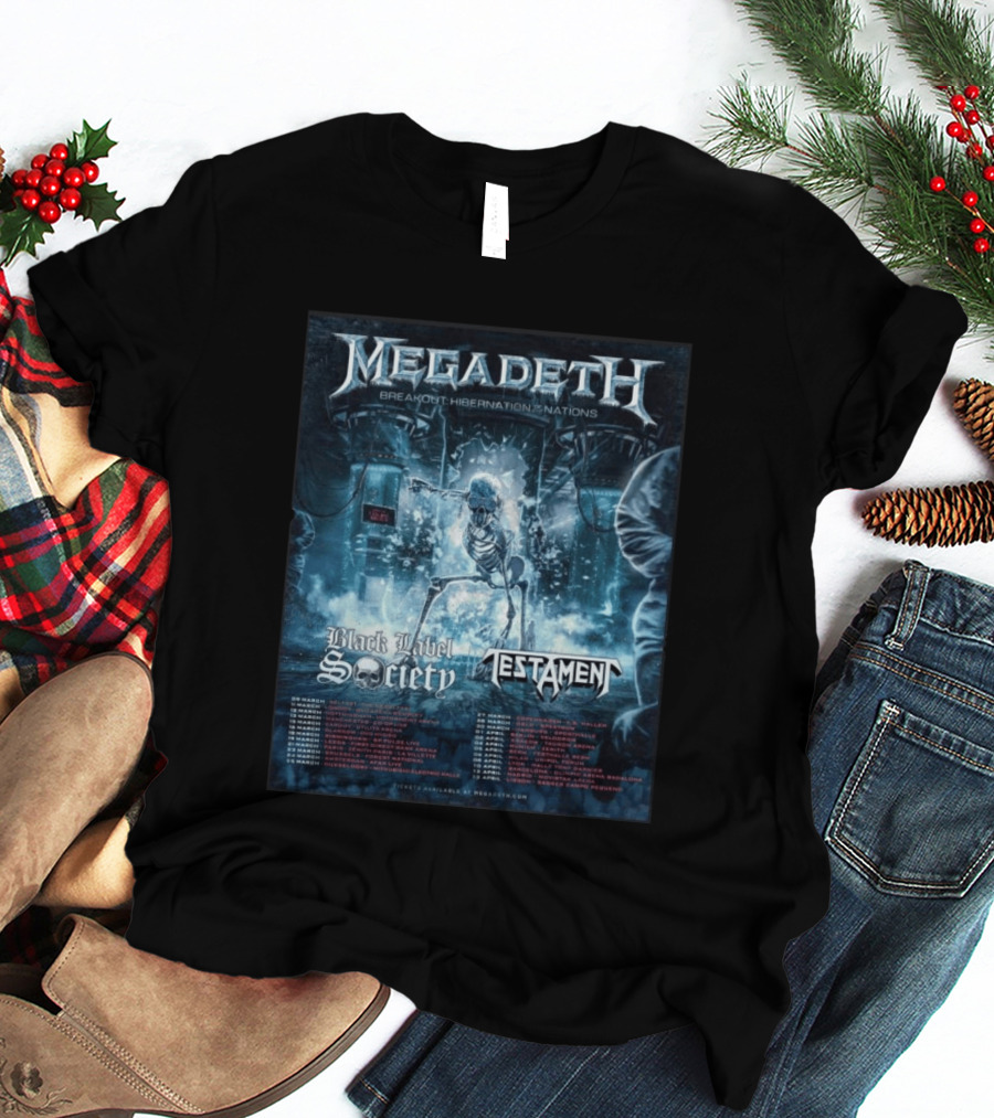 Megadeth Breakout Hibernation Nations Tour Black Label Society Testament T-Shirt