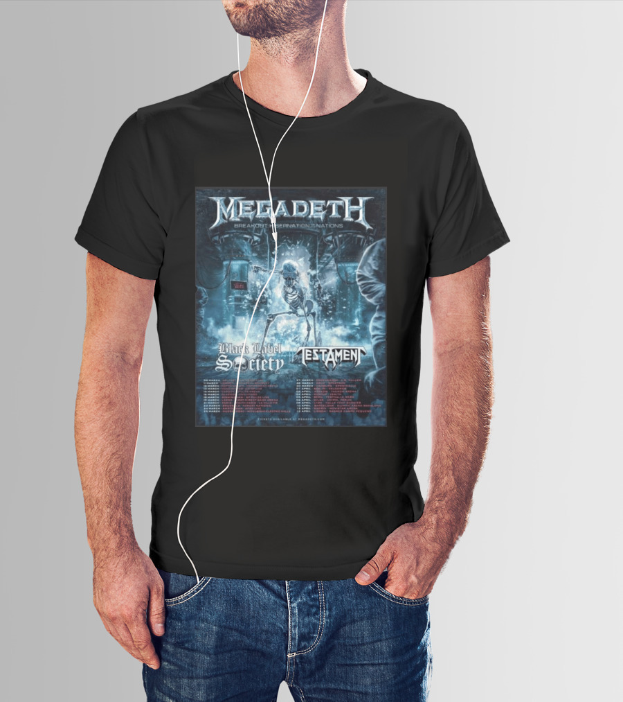 Megadeth Breakout Hibernation Nations Tour Black Label Society Testament T-Shirt