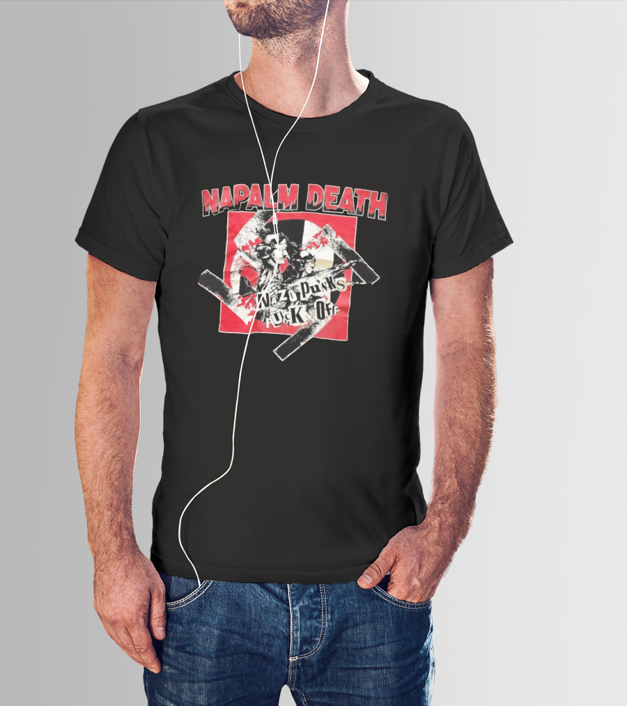 Napalm Death Nazi Punks Fuck Off Graphic Grindcore Band Merchandise T-Shirt