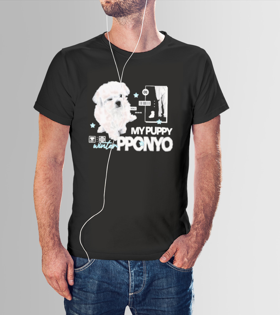 Winter Aespa My Puppy Pponyo KMJ Cute Dog T-Shirt