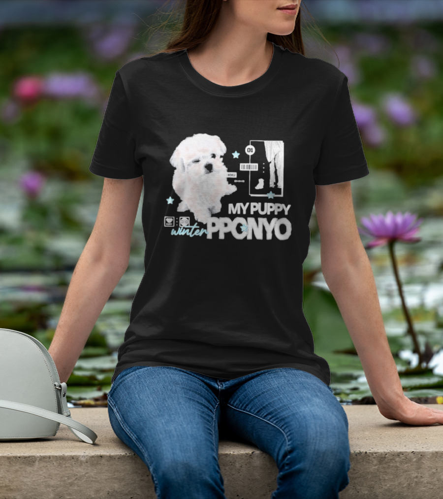Winter Aespa My Puppy Pponyo KMJ Cute Dog T-Shirt