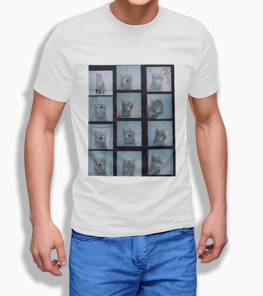 Tabby Cat Film Strip Series With Numbered Frames And Annotations T-Shirt