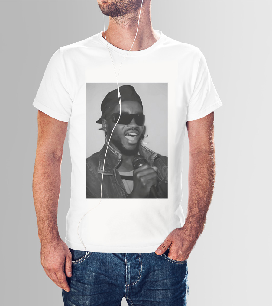 Ata Kak Iconic Ghanaian Musician Highlife Style Sunglasses Microphone Denim Jacket T-Shirt