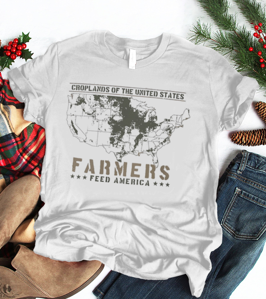 Farmers Feed America Croplands Of The United States Map T-Shirt