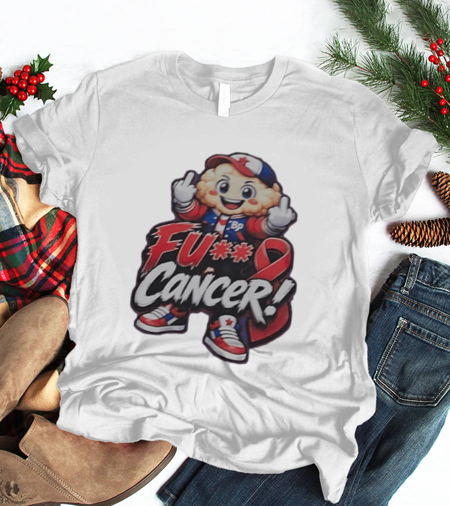 Fu Cancer BP Kid With Awareness Ribbon Support T-Shirt