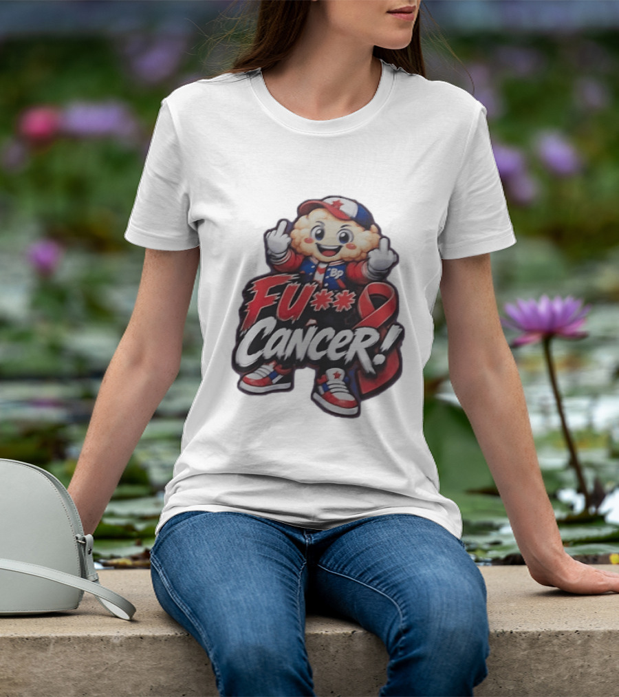 Fu Cancer BP Kid With Awareness Ribbon Support T-Shirt
