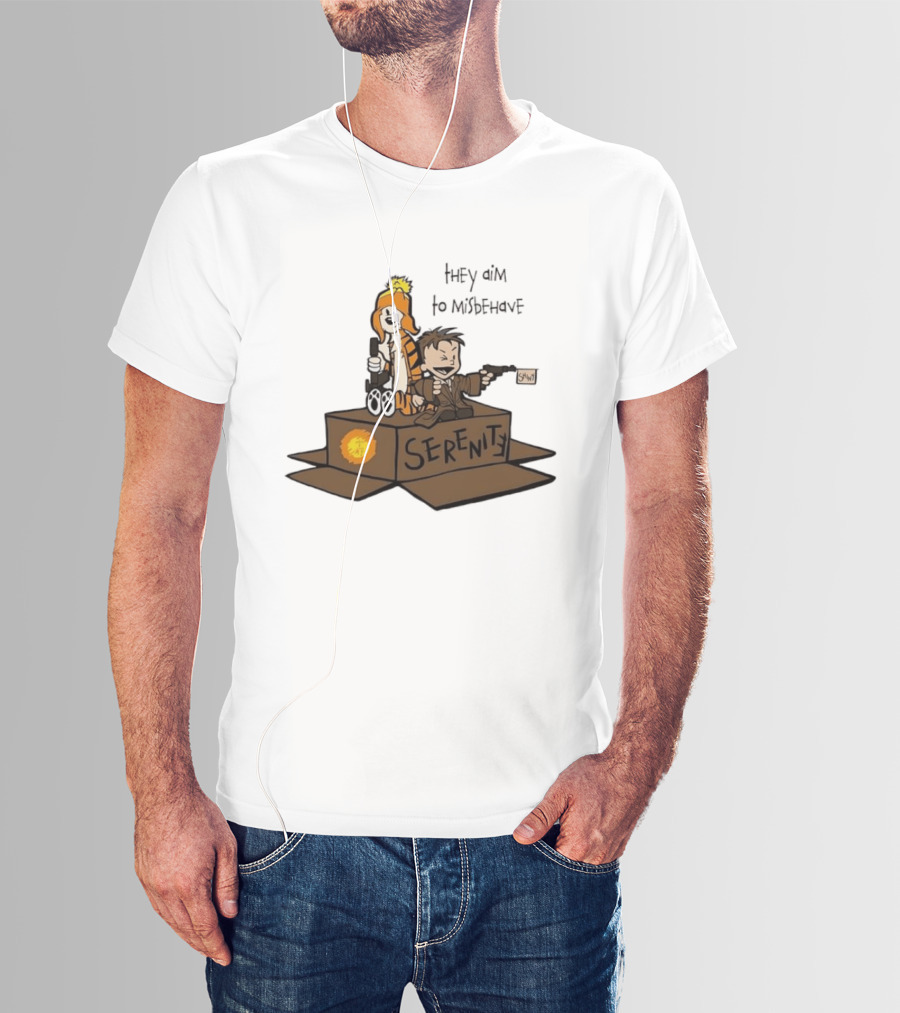Malvin And Cobbes Serenity Hey Aim To Misbehave Box Gun Drawing T-Shirt