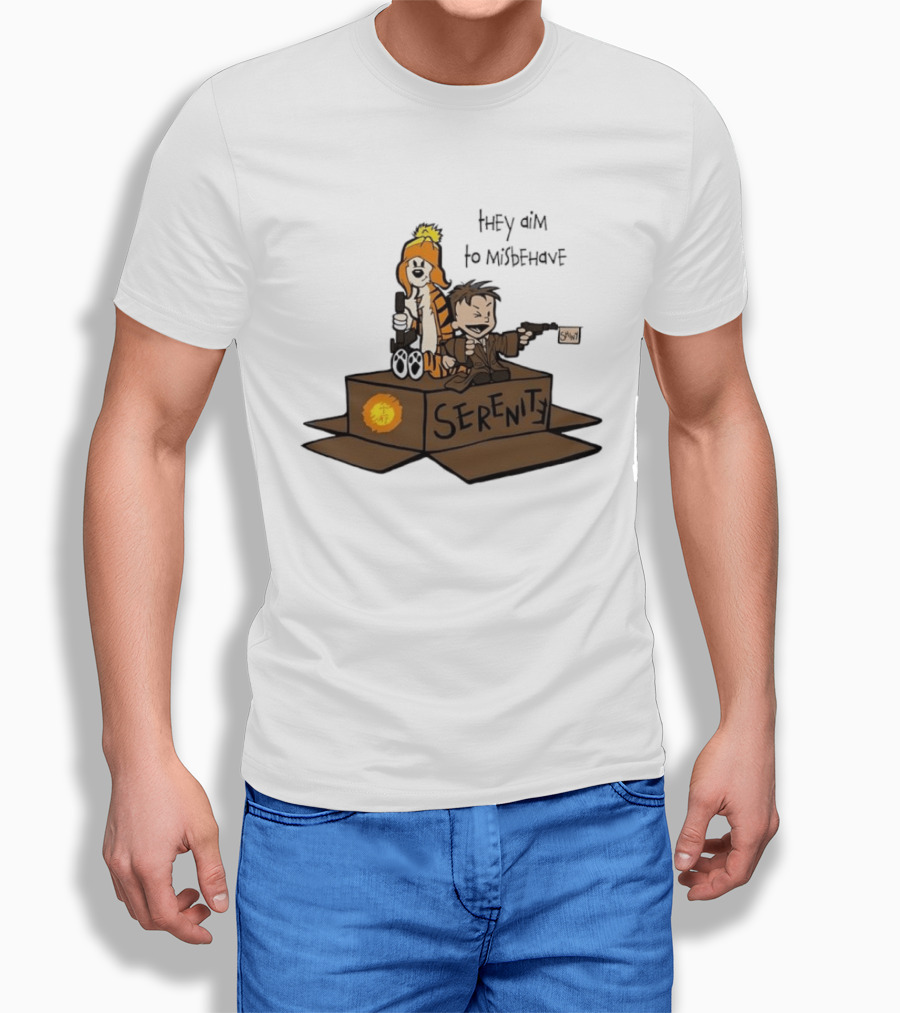 Malvin And Cobbes Serenity Hey Aim To Misbehave Box Gun Drawing T-Shirt