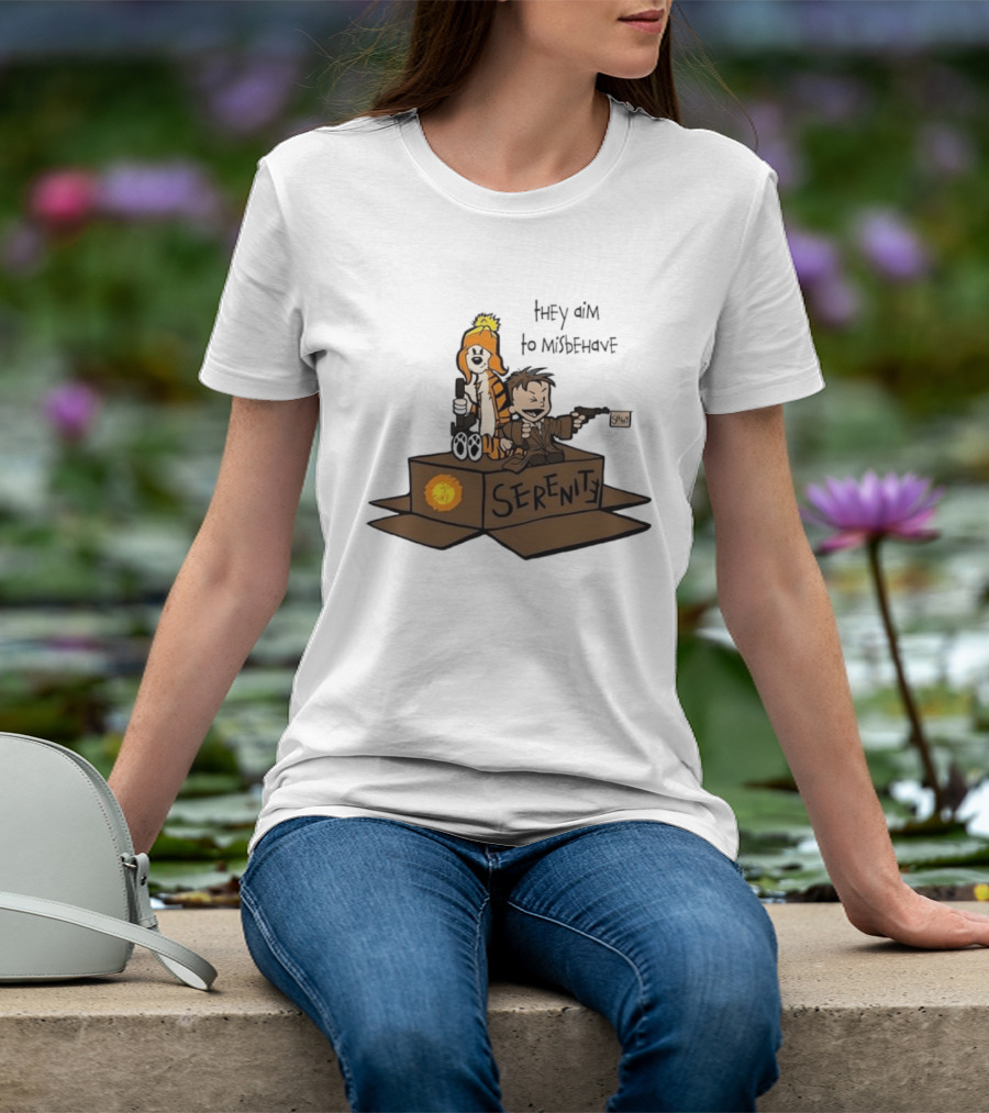 Malvin And Cobbes Serenity Hey Aim To Misbehave Box Gun Drawing T-Shirt