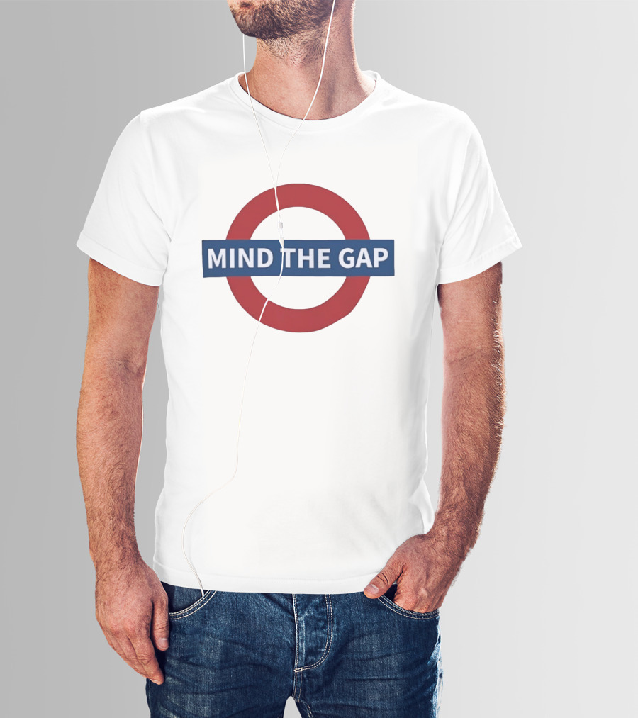 Mind The Gap London Underground Sign Tube Red Circle Blue Bar T-Shirt