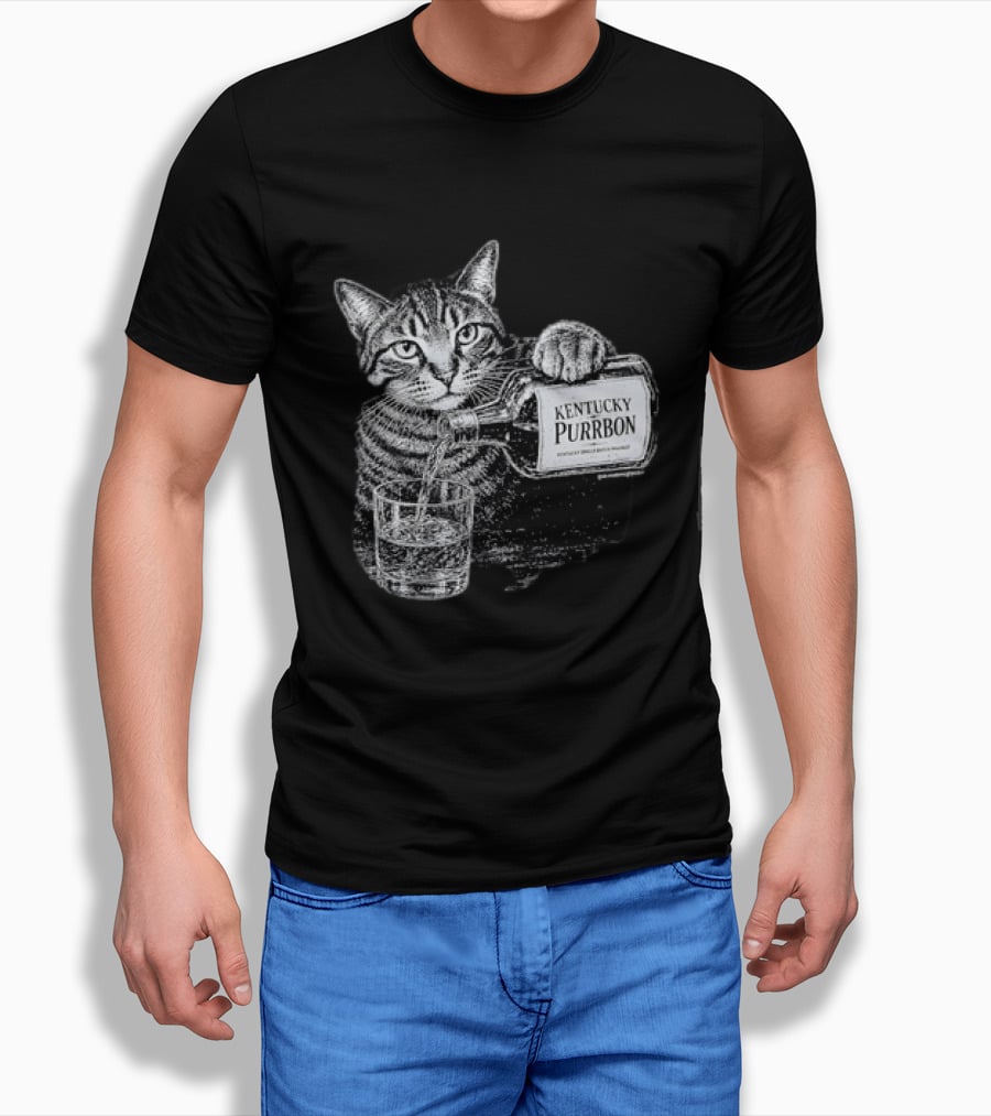 Kentucky Purrbon Cat Pouring Whiskey Bourbon T-Shirt