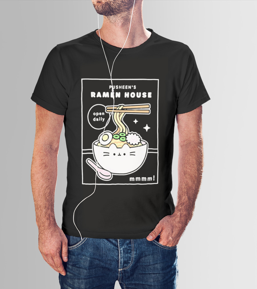 Pusheen's Ramen House Open Daily Noodles Kawaii Mmmm T-Shirt
