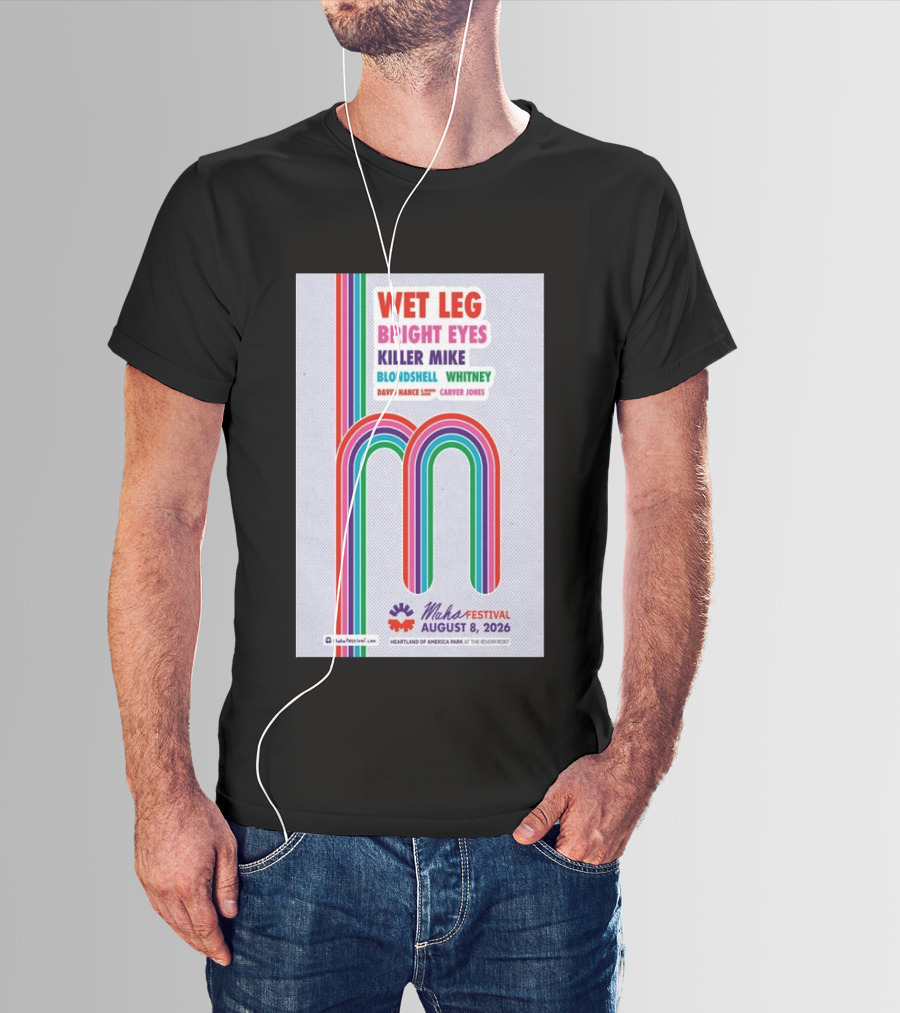 Wet Leg Bright Eyes Maha Festival Kansas City August 8 2026 Heartland Of America Park T-Shirt