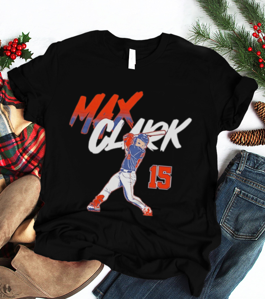 Max Clark Detroit Tigers 15 Baseball Player Hitting Action T-Shirt