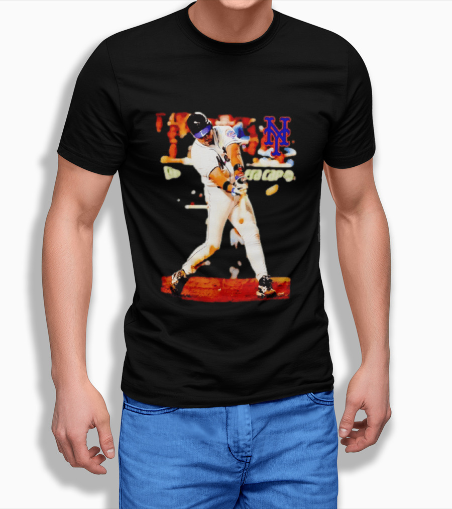 Mike Piazza New York Mets Batting Action MLB Player Swing T-Shirt