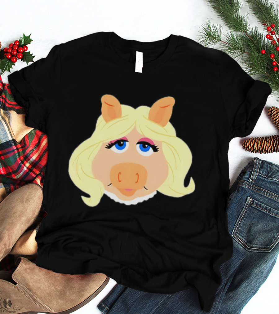 Miss Piggy Iconic Jim Henson's Muppets Character Blonde Hair Blue Eyes T-Shirt