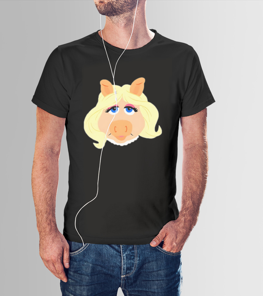 Miss Piggy Iconic Jim Henson's Muppets Character Blonde Hair Blue Eyes T-Shirt