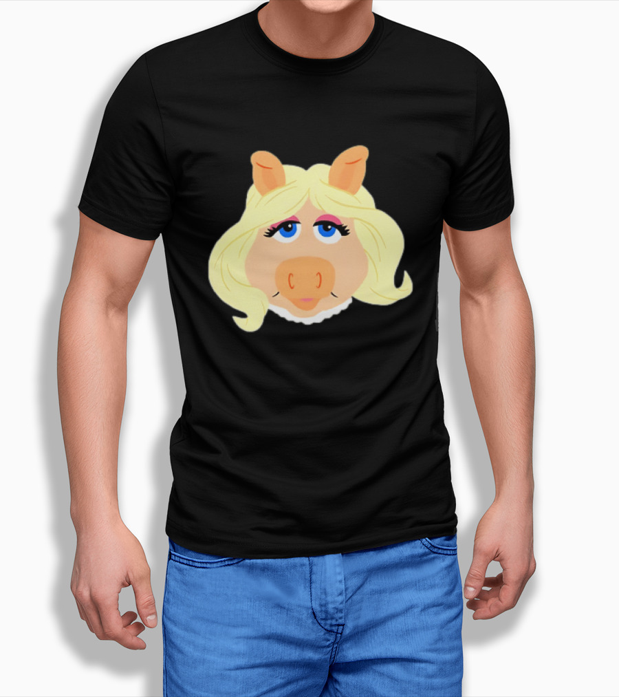 Miss Piggy Iconic Jim Henson's Muppets Character Blonde Hair Blue Eyes T-Shirt