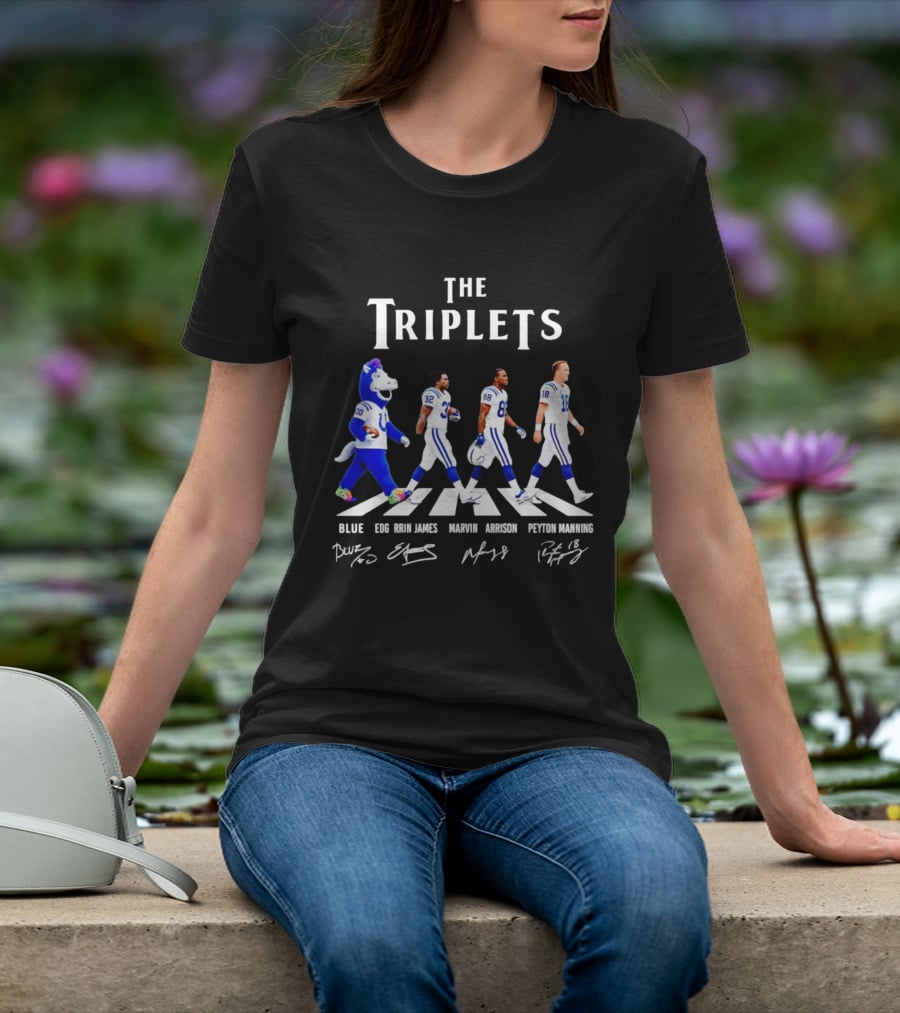 The Triplets Blue Edgerrin James Marvin Harrison Peyton Manning Indianapolis Colts T-Shirt