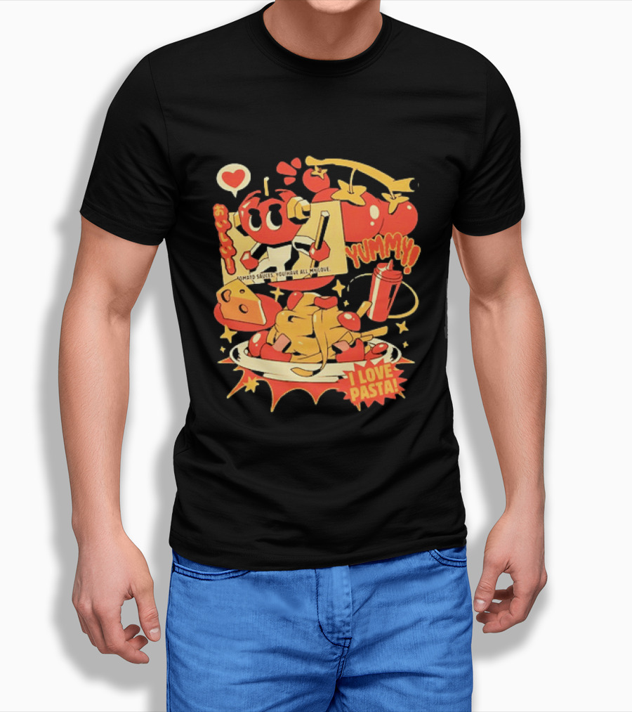 Tomato Sauces Yummy I Love Pasta With Cheese And Heart T-Shirt