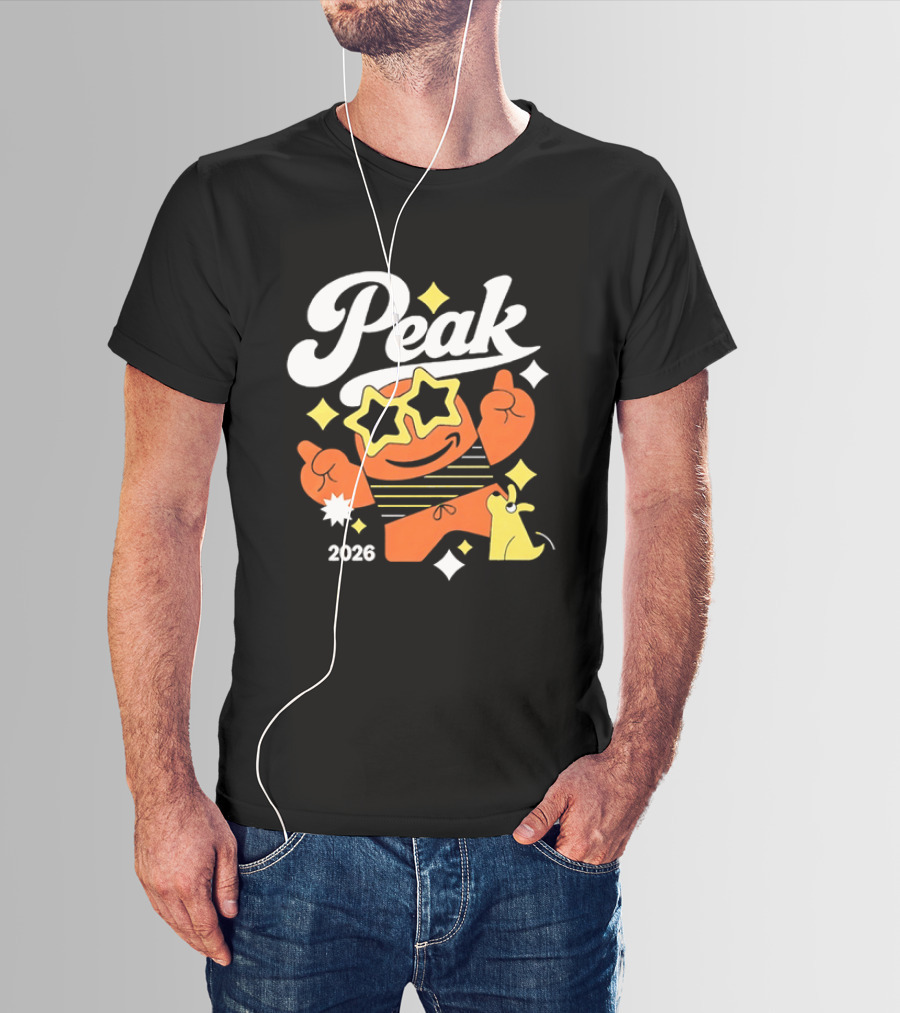 Peak 2026 Star Sunglasses Cartoon T-Shirt