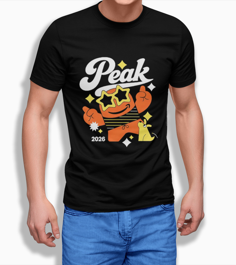 Peak 2026 Star Sunglasses Cartoon T-Shirt