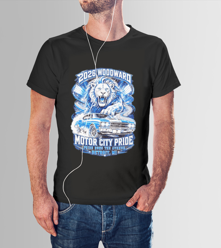 2026 Woodward Motor City Pride Lion And Classic Car Detroit MI Pride Runs The Avenue T-Shirt