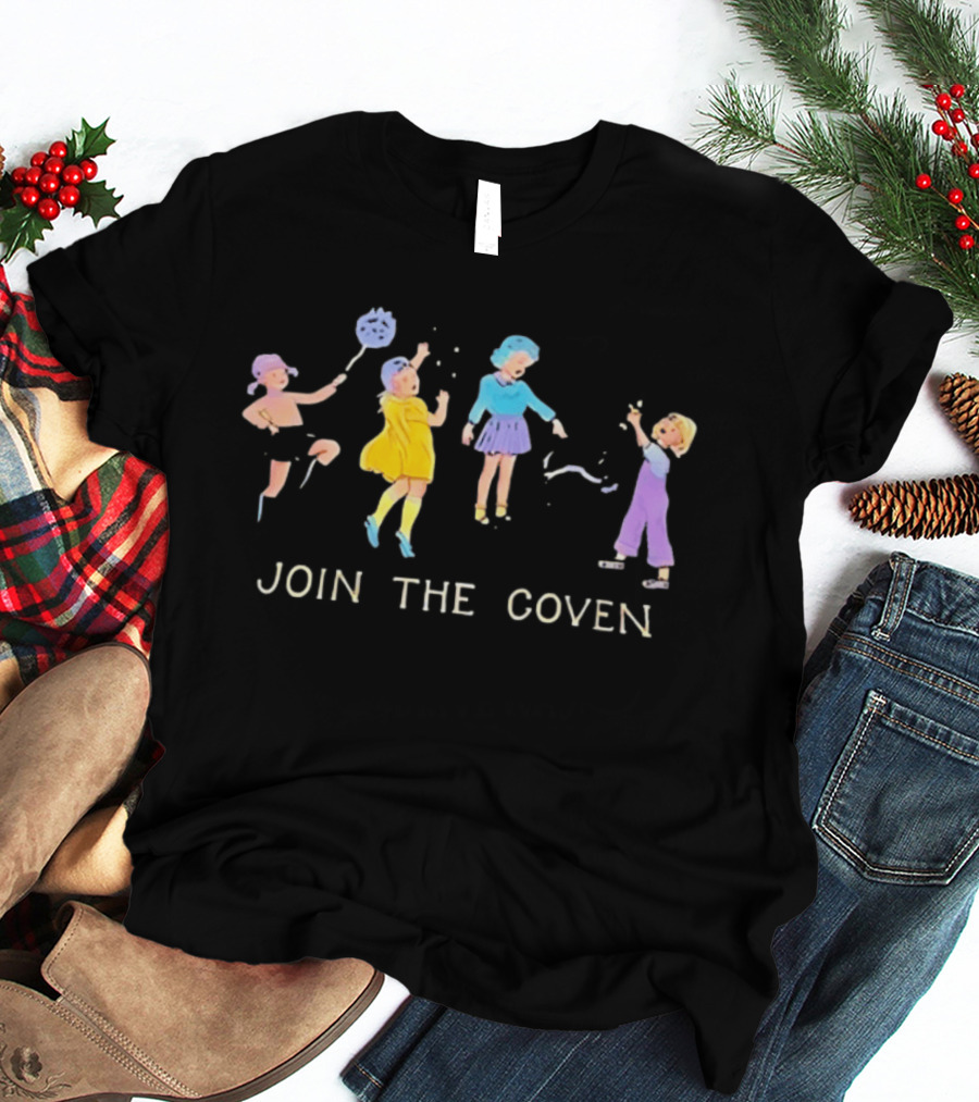 Join The Coven Witchcraft Magic Witches Kids Playful Scene T-Shirt