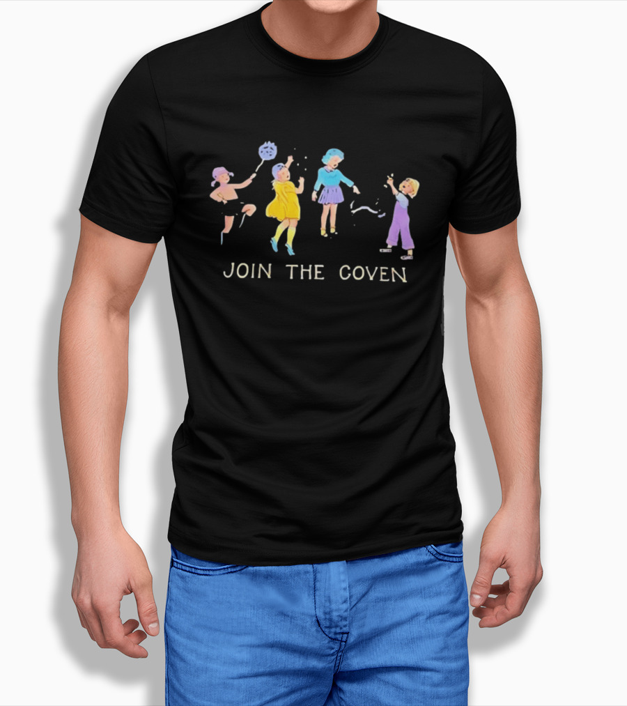 Join The Coven Witchcraft Magic Witches Kids Playful Scene T-Shirt