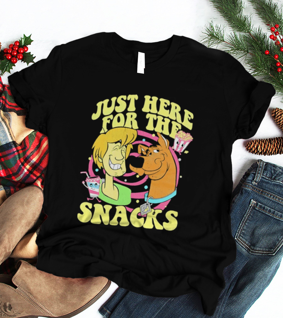 Scooby Doo Shaggy Just Here For The Snacks Popcorn Fun T-Shirt