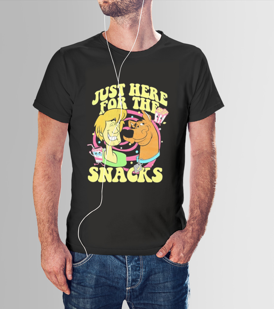 Scooby Doo Shaggy Just Here For The Snacks Popcorn Fun T-Shirt