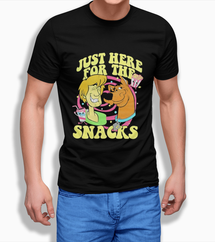 Scooby Doo Shaggy Just Here For The Snacks Popcorn Fun T-Shirt
