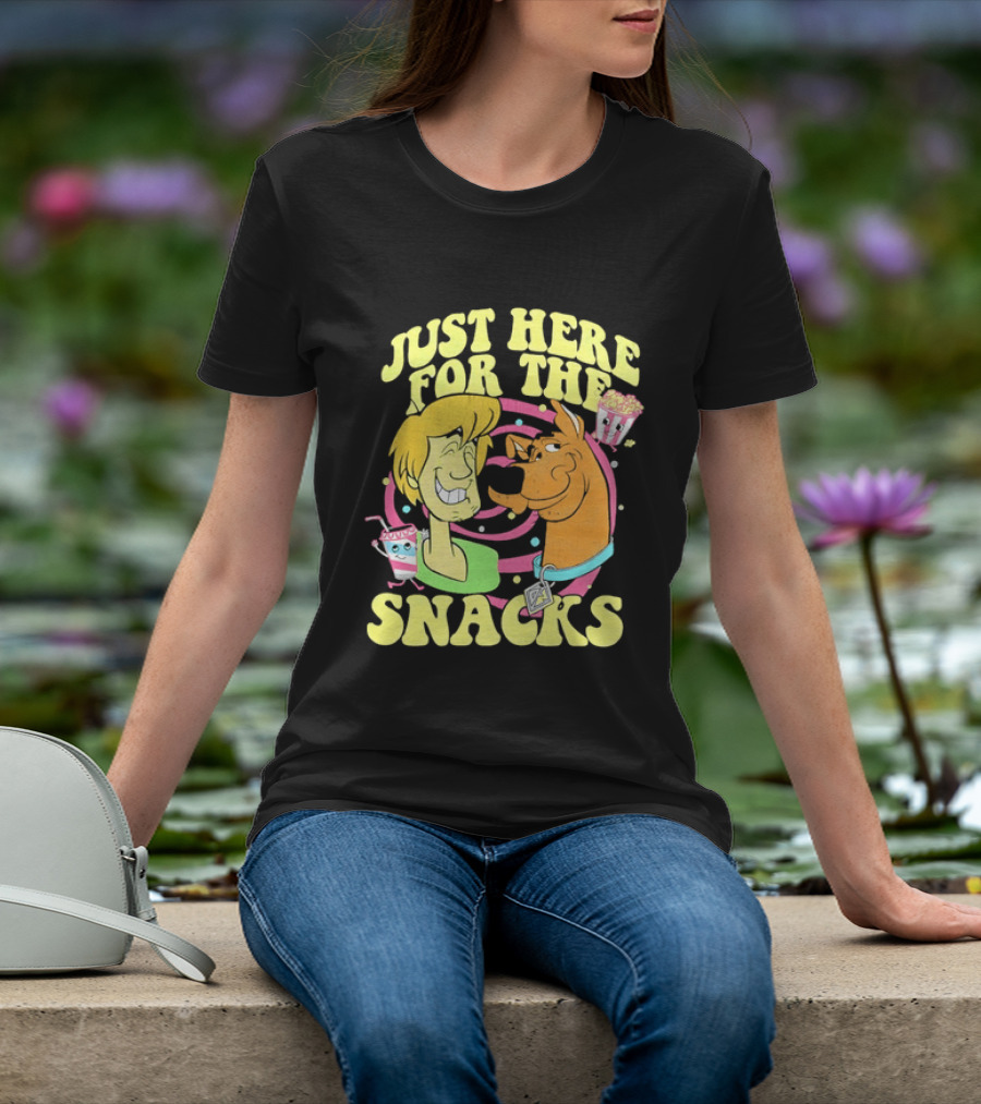 Scooby Doo Shaggy Just Here For The Snacks Popcorn Fun T-Shirt