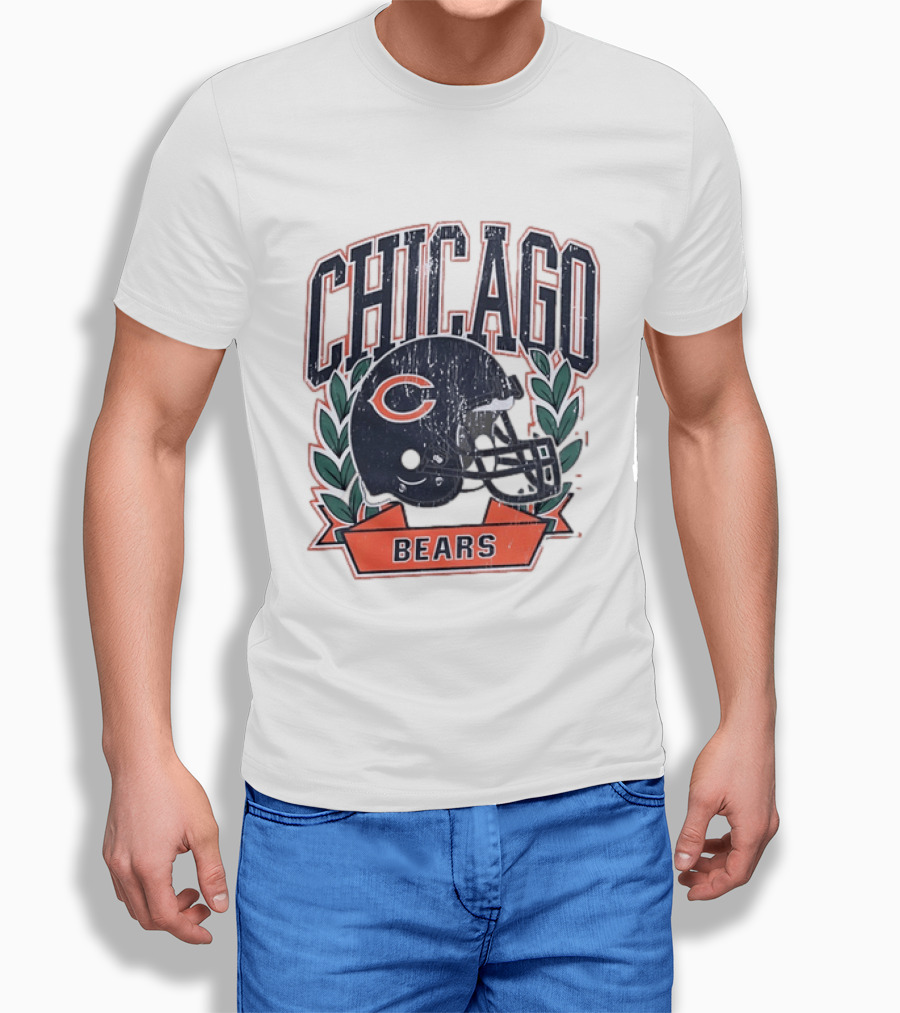 Chicago Bears Distressed Football Helmet T-Shirt
