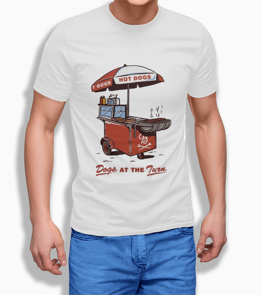 Dogs At The Turn Hot Dogs Cart With Tasty Grilled Food T-Shirt