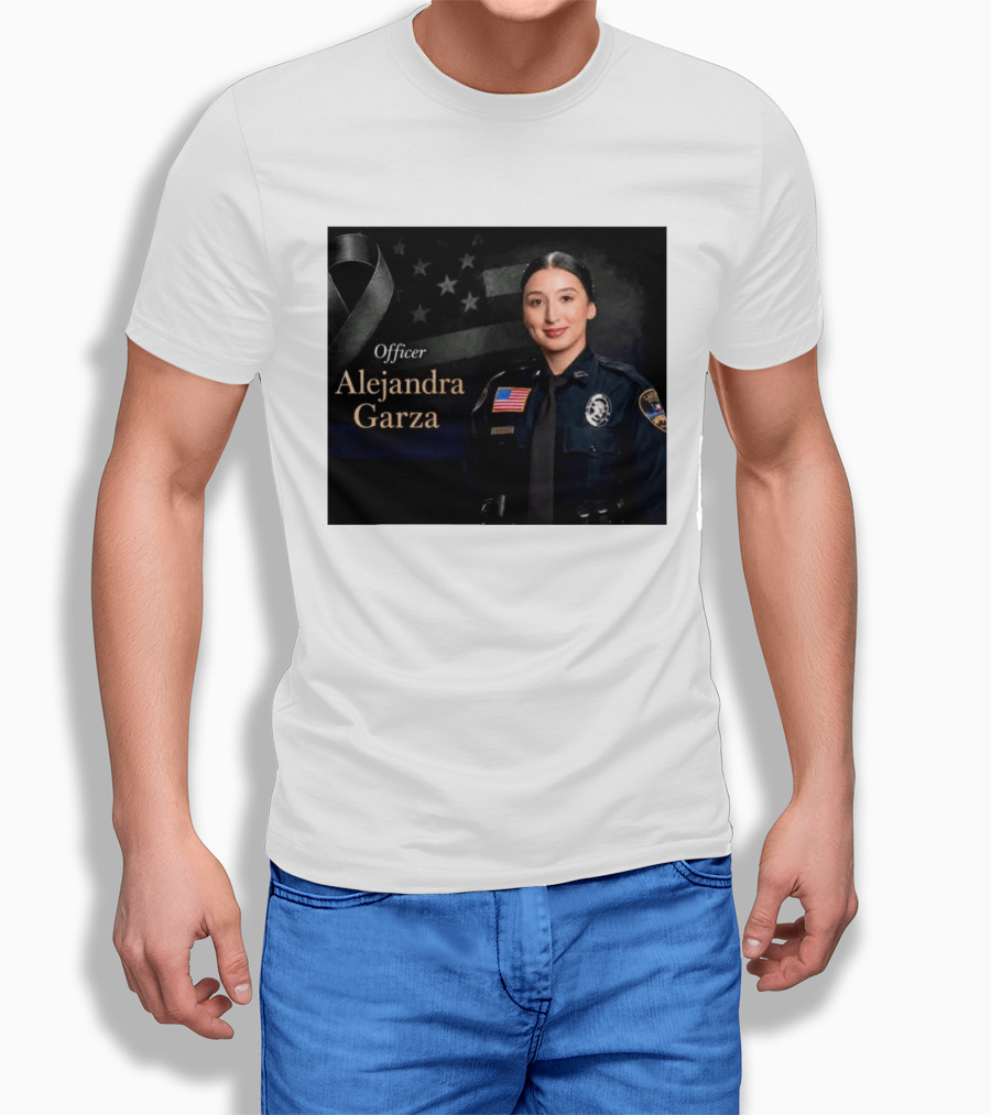 Officer Alejandra Garza Memorial Tribute With Flag And Ribbon T-Shirt