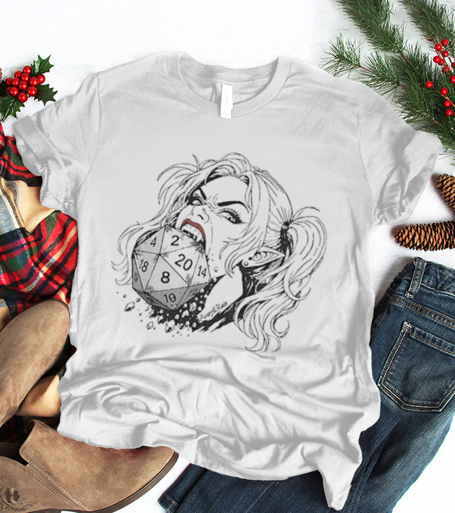 Samantha Eat Dice Dungeon Crawler Carl 2026 Gaming Fantasy Dice Roller T-Shirt