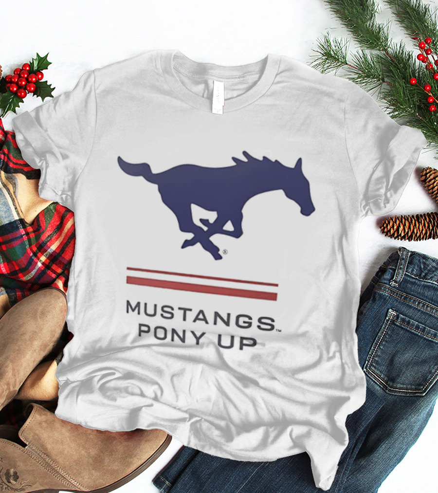 Southern Methodist University Mustangs Pony Up Text And Horse T-Shirt